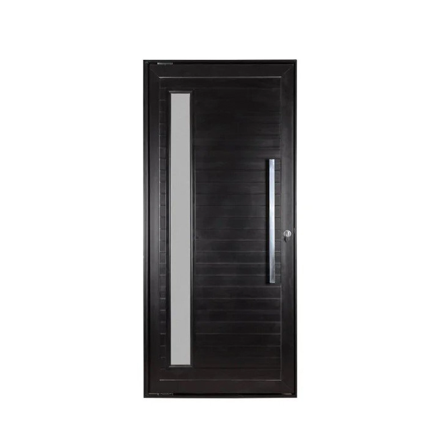 Porta De Aluminio Lambril Pivotante 220x120cm Com Puxador Abertura Direita Preto