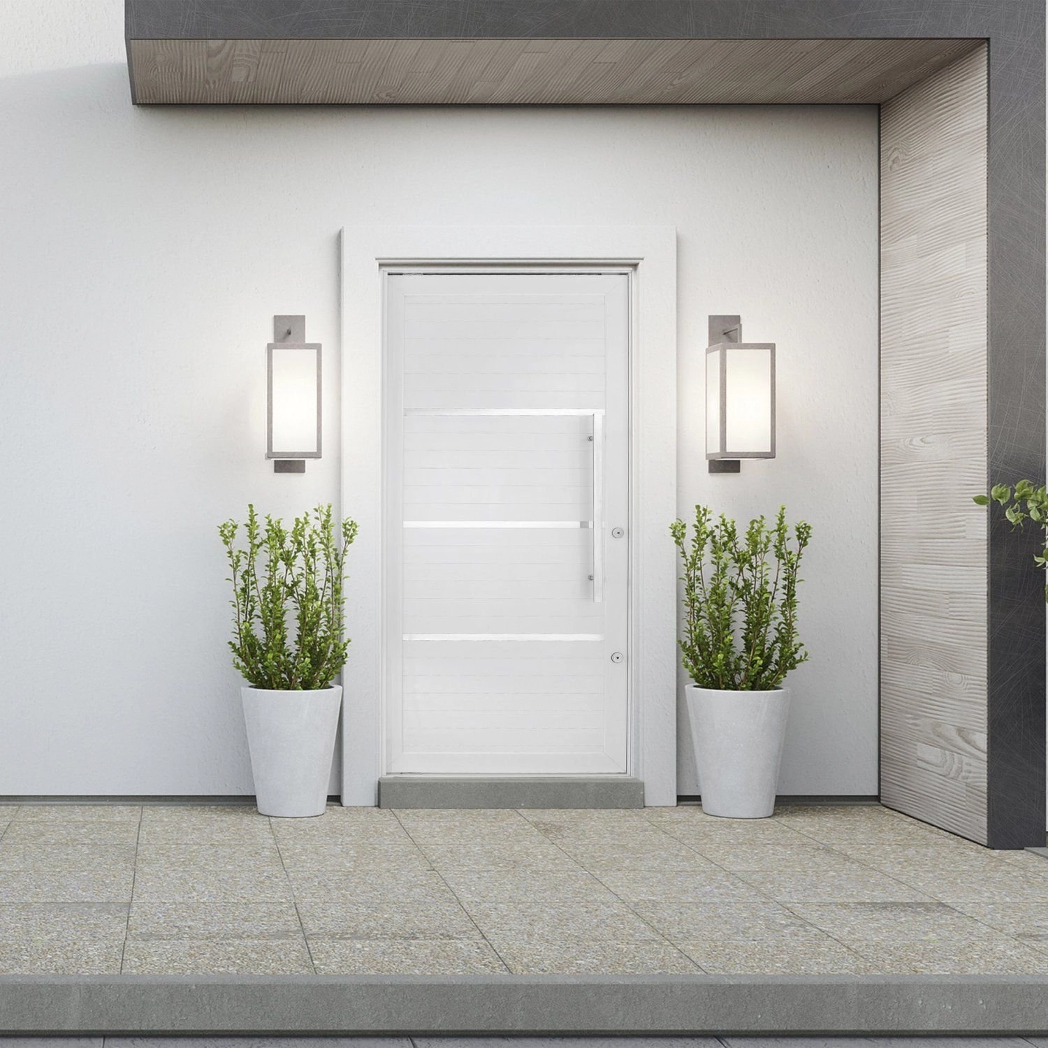 Porta Lambril Pivotante Com Puxador E Friso Topsul 220x120cm Esquadrisul Abertura Direita Branco