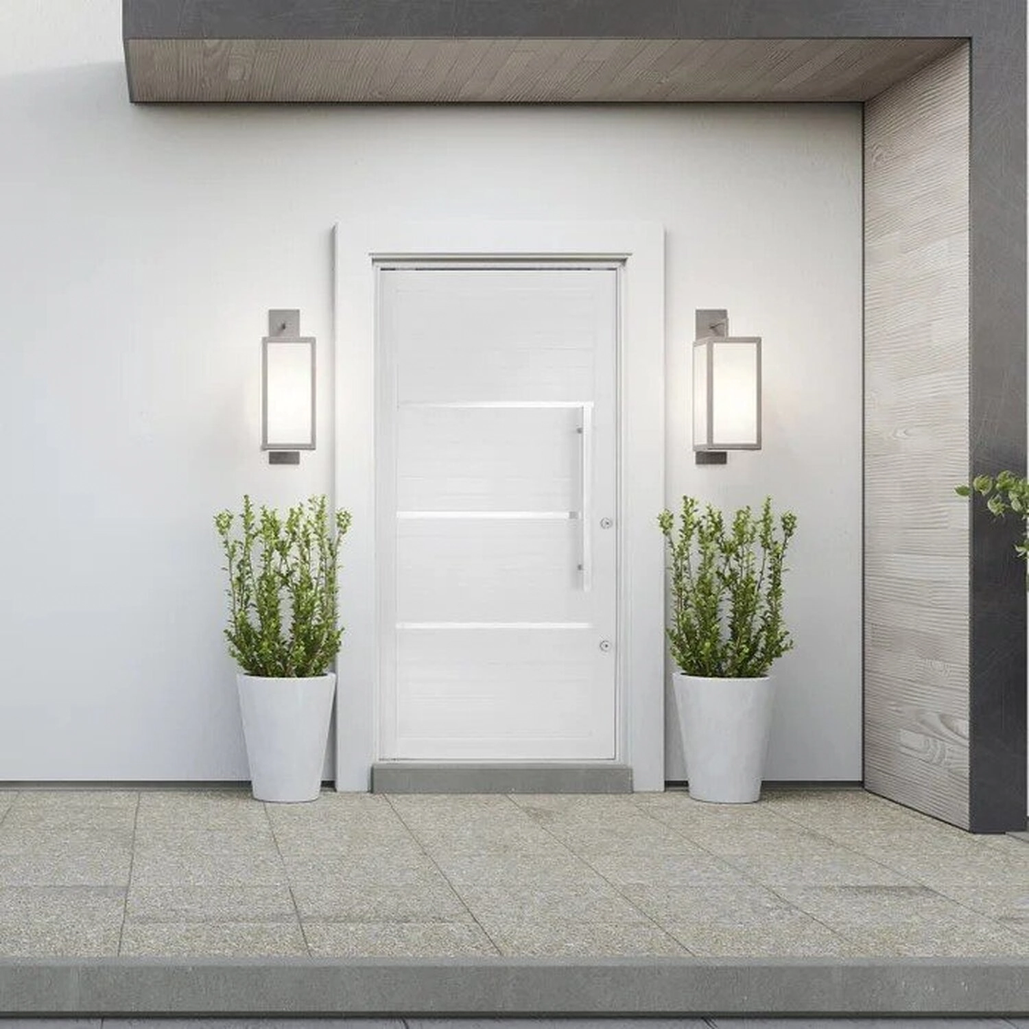 Porta De Aluminio Lambril Pivotante 220x120cm Com Puxador Abertura Esquerda Branco