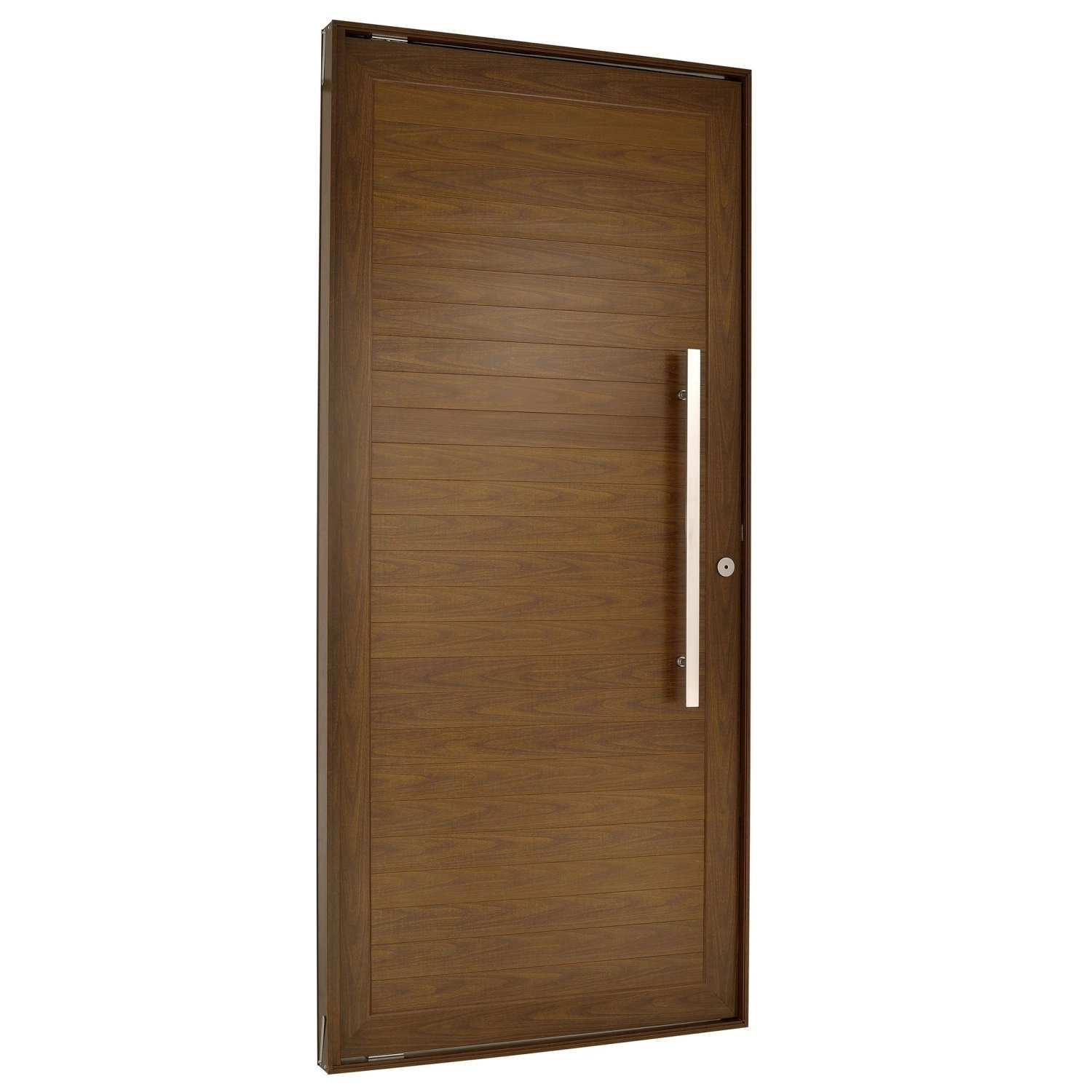 Porta Lambril Pivotante Com Puxador Topsul 220x120cm Esquadrisul Abertura Esquerda Marrom