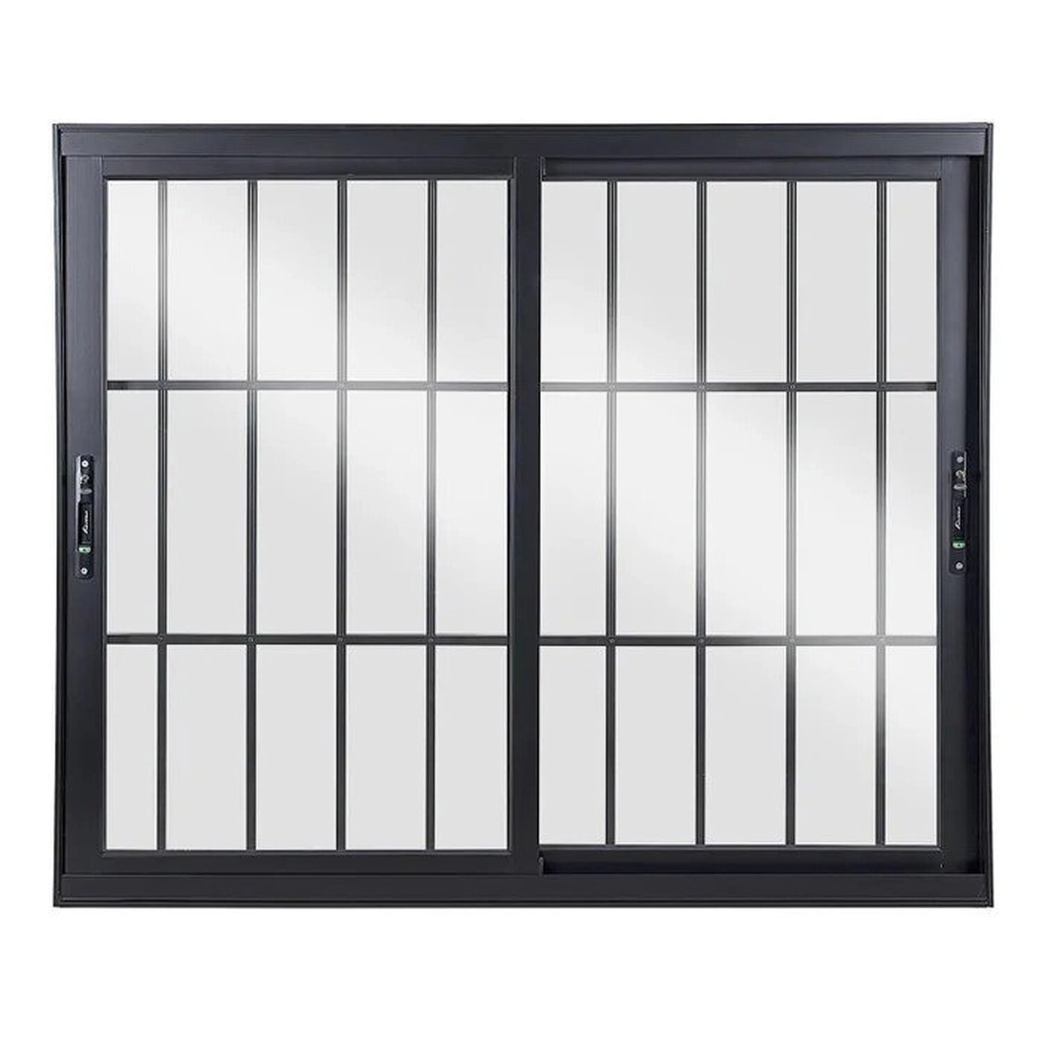 Janela De Aluminio De Correr 120x120cm 2 Folhas Com Vidro Liso Preto