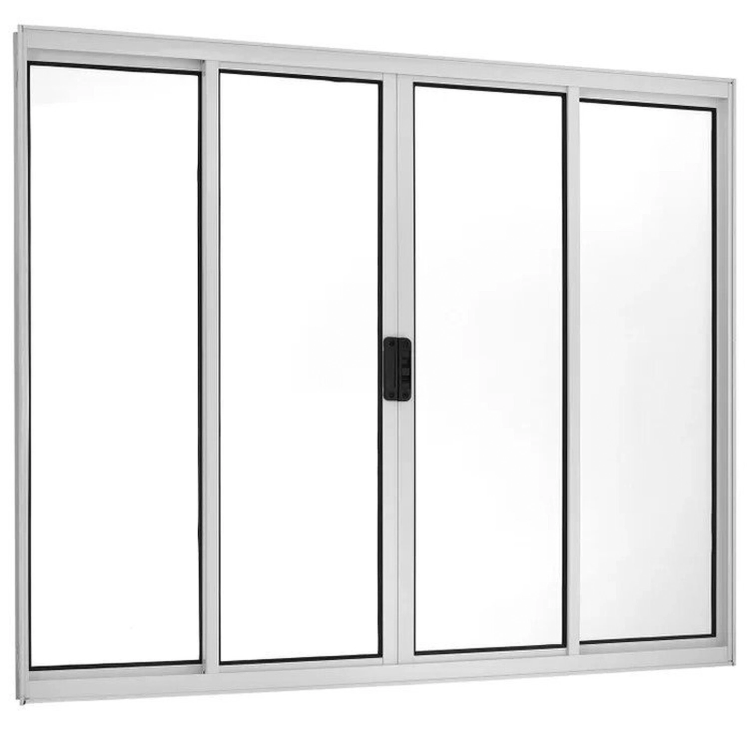 Janela De Aluminio De Correr 120x150cm 4 Folhas Centrais Topsul Esquadrisul Preto