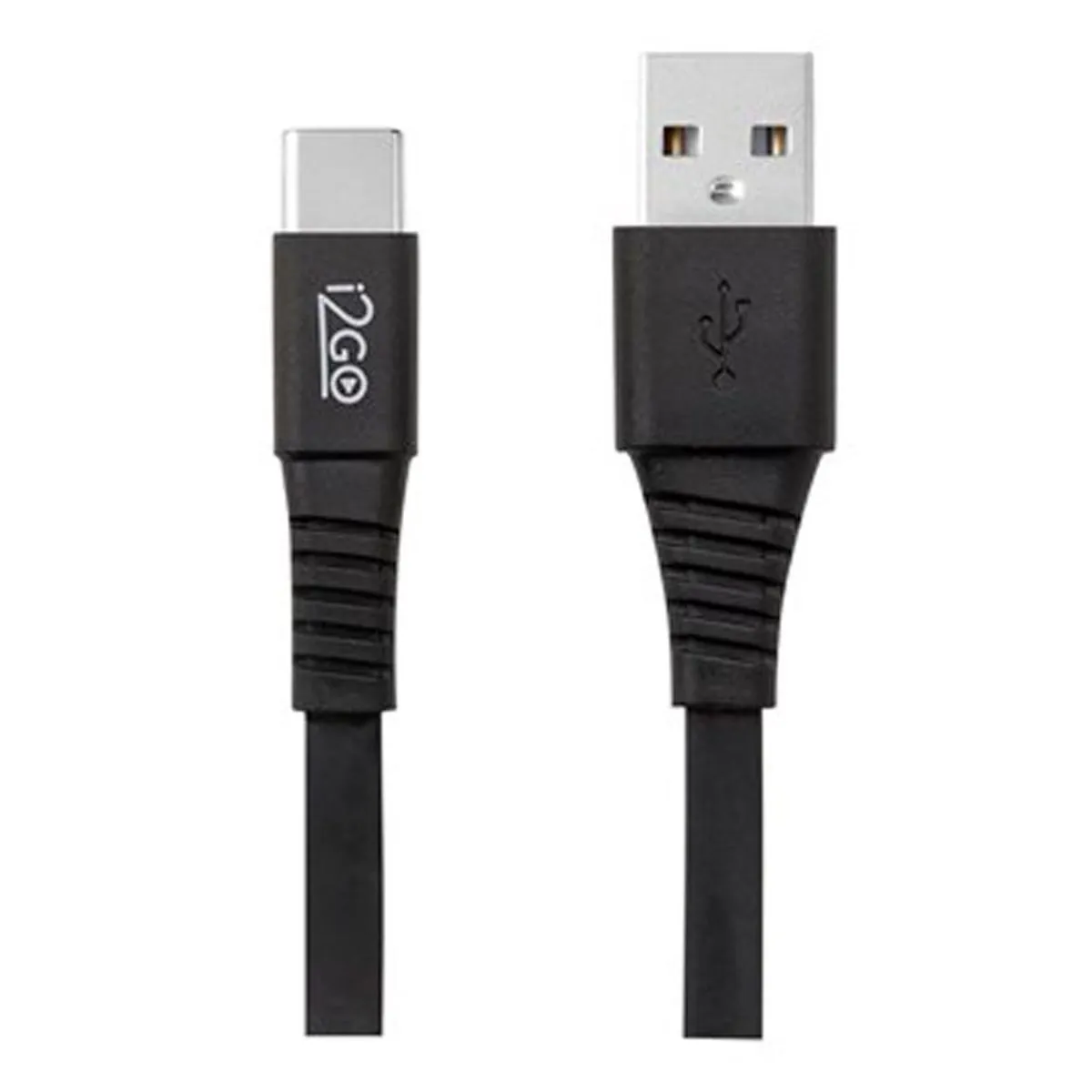 Cabo USB-C I2GO 1,2m 2,4A PVC Flexível Flat Preto 1 Unidade