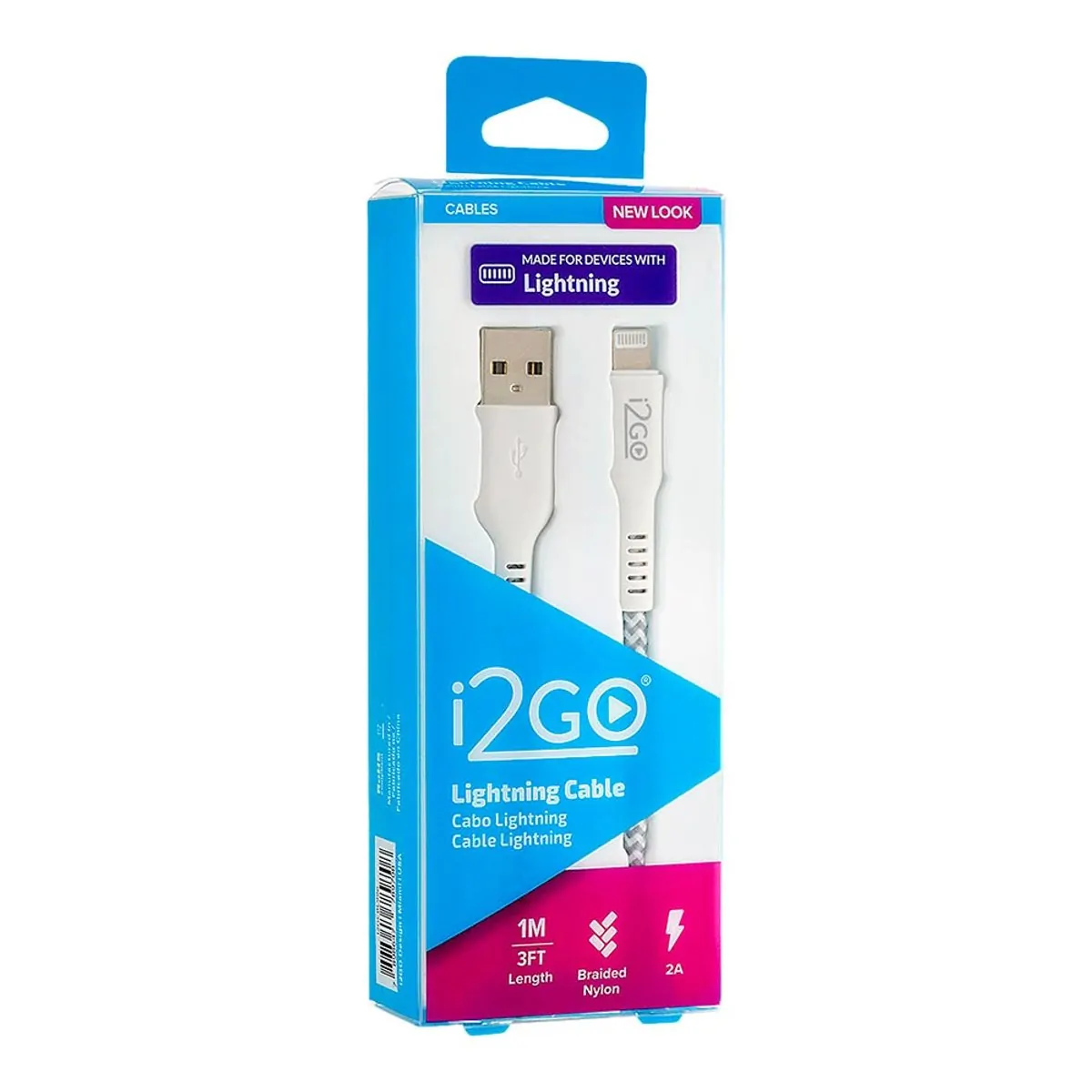 Cabo Lightning Branco E Cinza I2go 1m