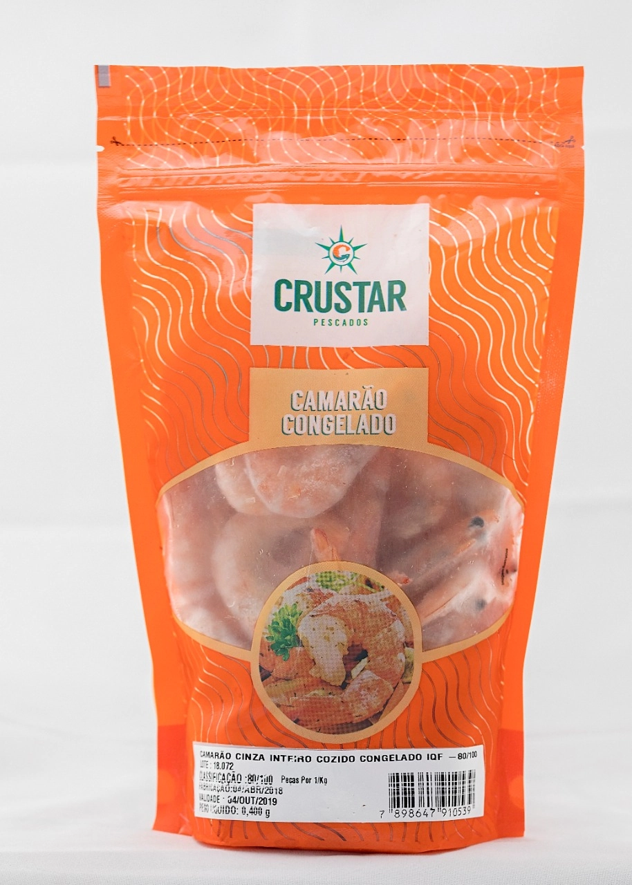 Camarao Congelado Inteiro Cru Iqf 80/100 Crustar 400g