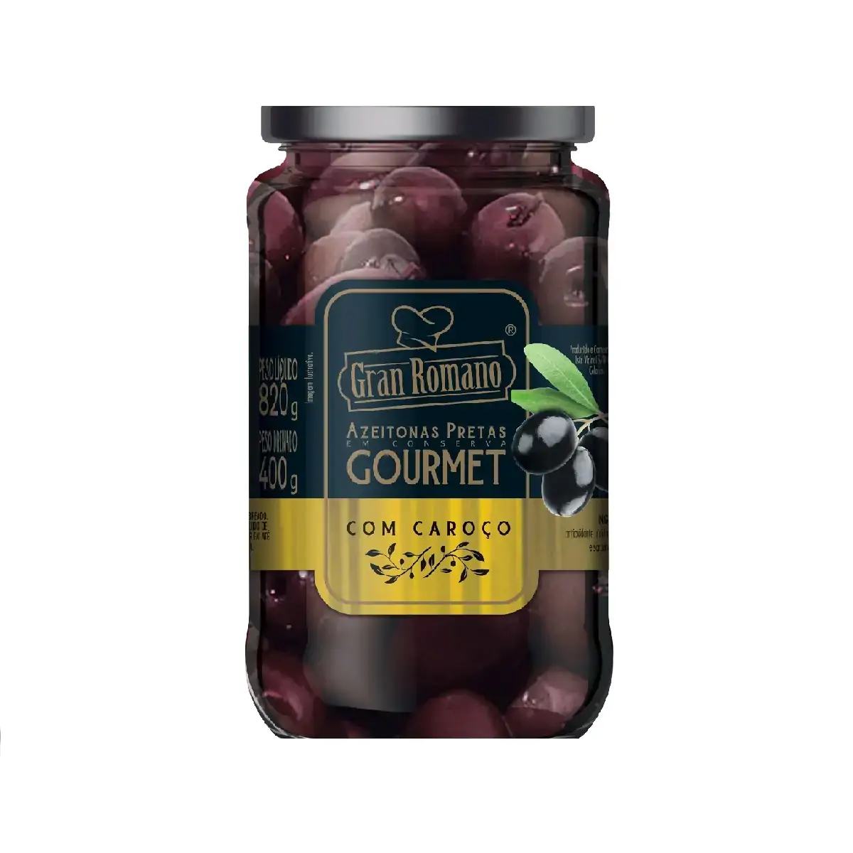 Azeitona Preta Gran Romano Gourmet C/ Caroco 400g