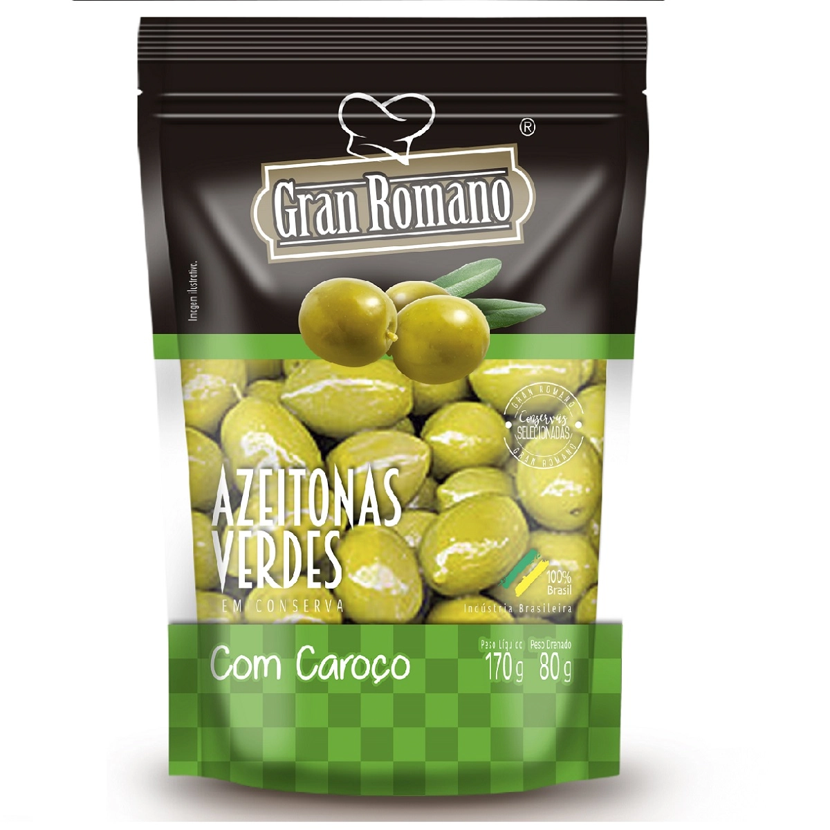Azeitona Gran Romano Vde C/caroco Sc 80g