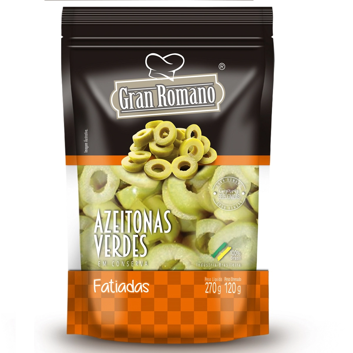 Azeitona Verde Gran Romano Fat.120g Sachet