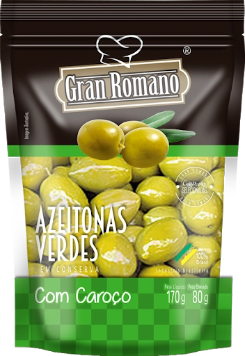 Azeitona Verde Gran Romano C/c 150g Sachet