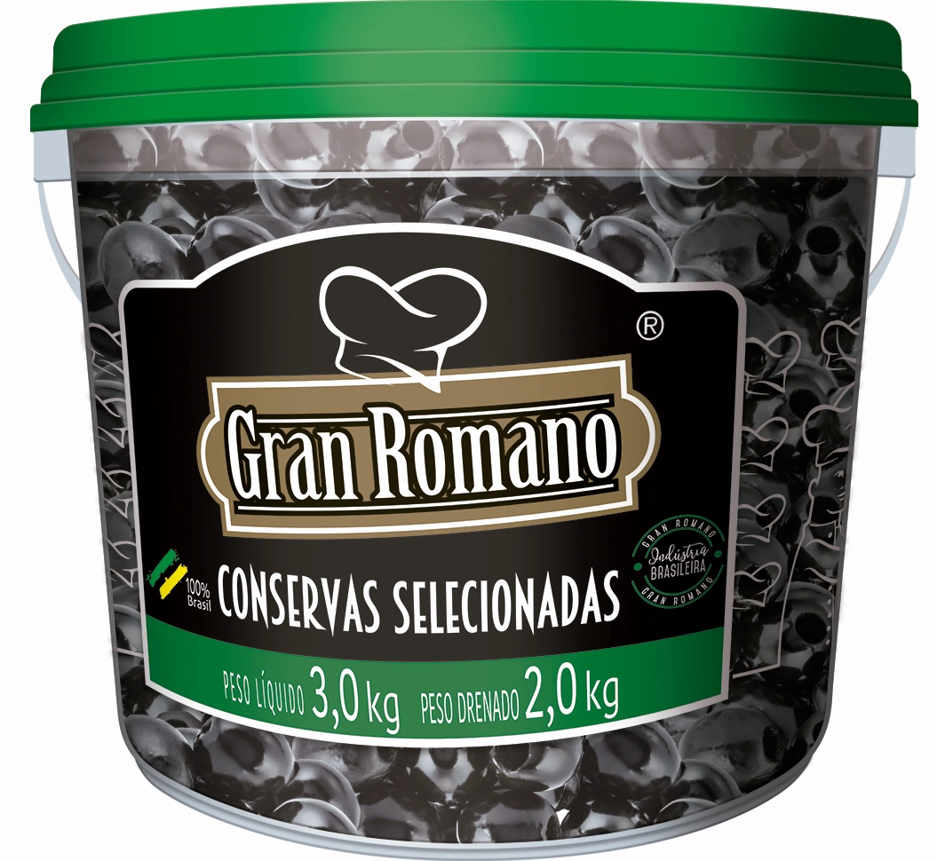 Azeitona Preta S/caroco Gran Romano Balde 2kg