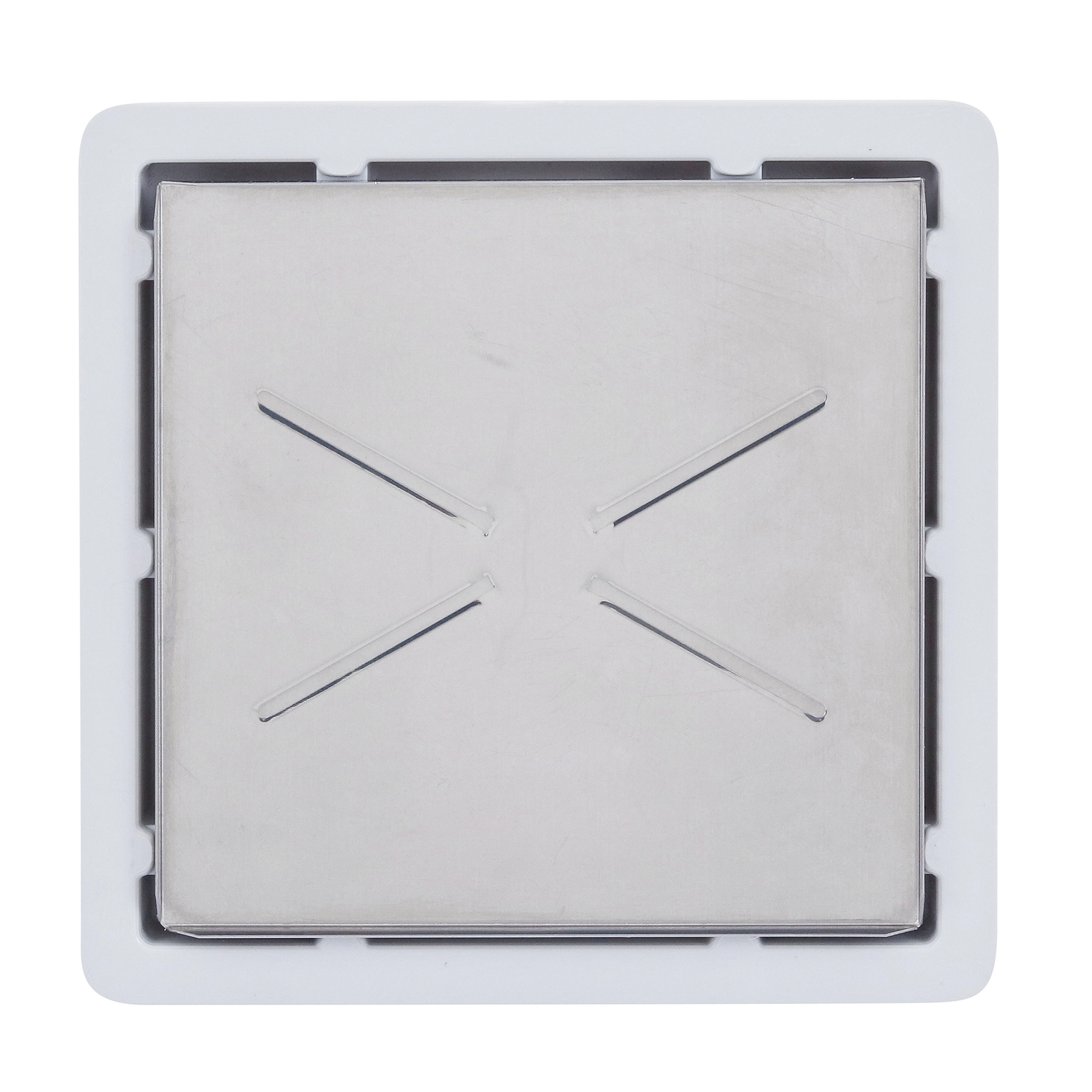Ralo Oculto de Banheiro 15x15cm Anti-Inseto e Anti Odor Poliestireno Cromado Quadrado Estrela Premium