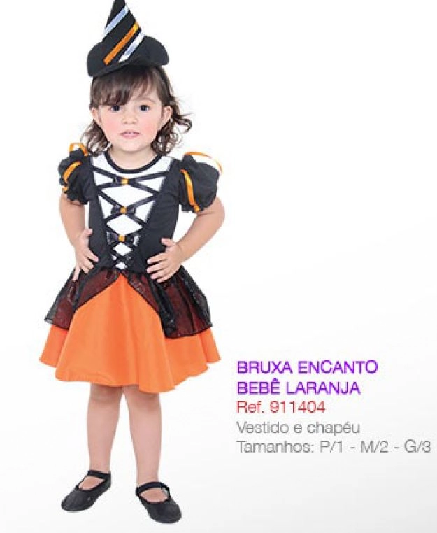 Fantasia Bruxa Encanto Laranja Bebe Tam: P Ref.911404