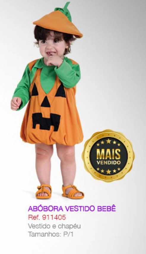 Fantasia Vestido Abobora Bebe Tam: P Ref.911405