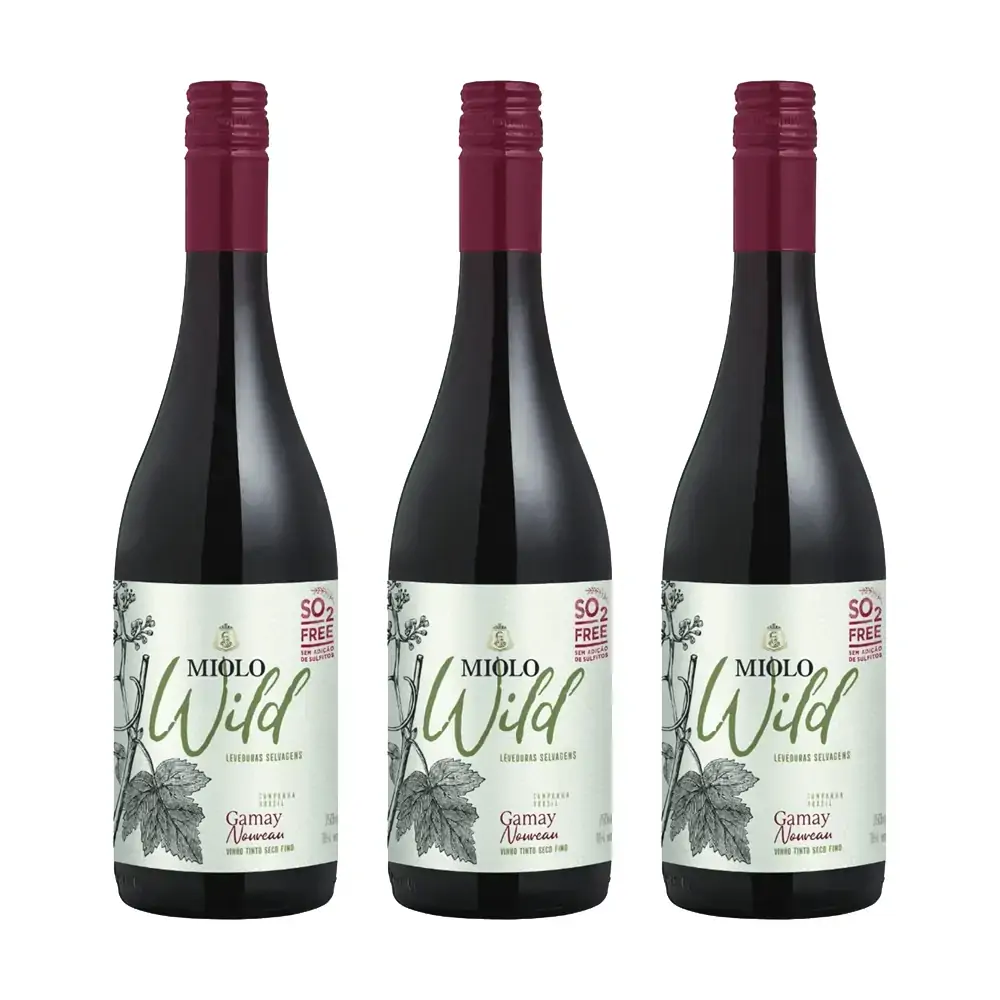 Vinho Miolo Wild Gamay Vegano 750ml Kit com 3 Unidades