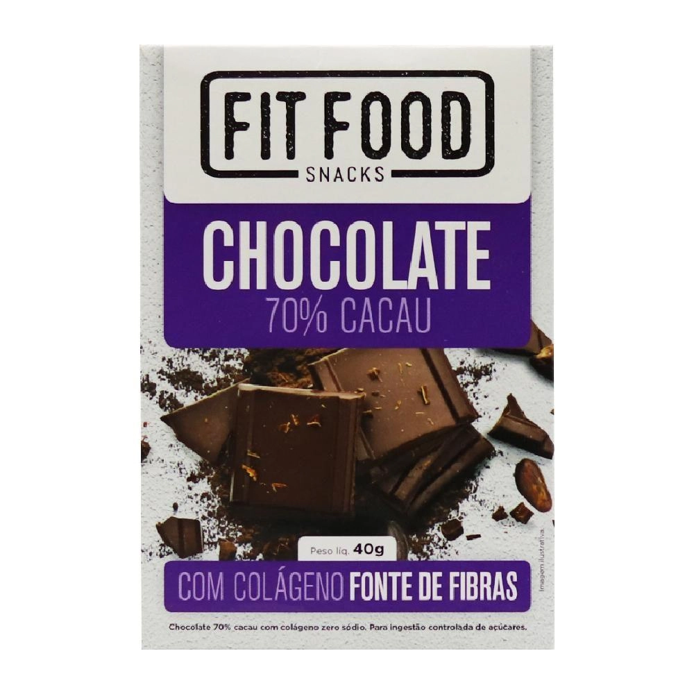 Chocolate 70% com Colágeno - Fit Food 40g