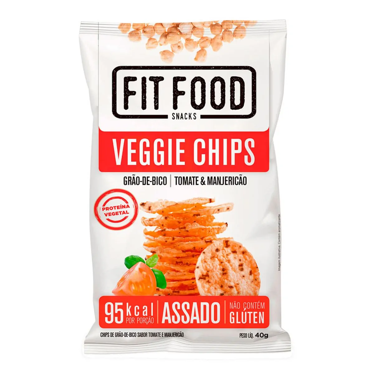 Chips de Grão-de-Bico Sabor Tomate & Manjericão Fit Food 40g