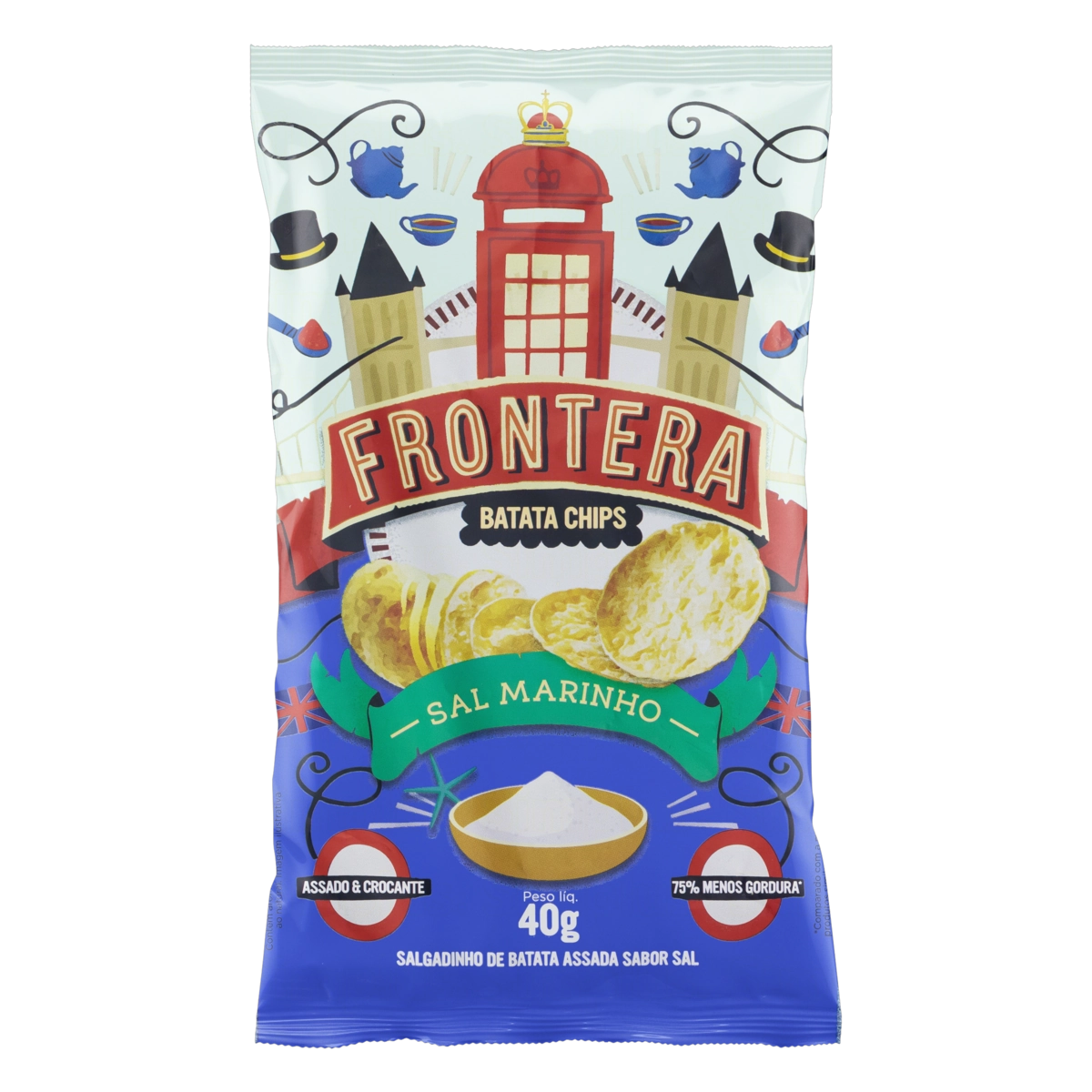 Batata Chips Sal Marinho Frontera Pacote 40g