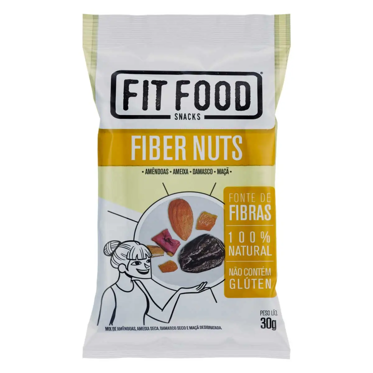 Mix De Frutas E Sementes Fiber Nuts Fit Food Pacote 30g