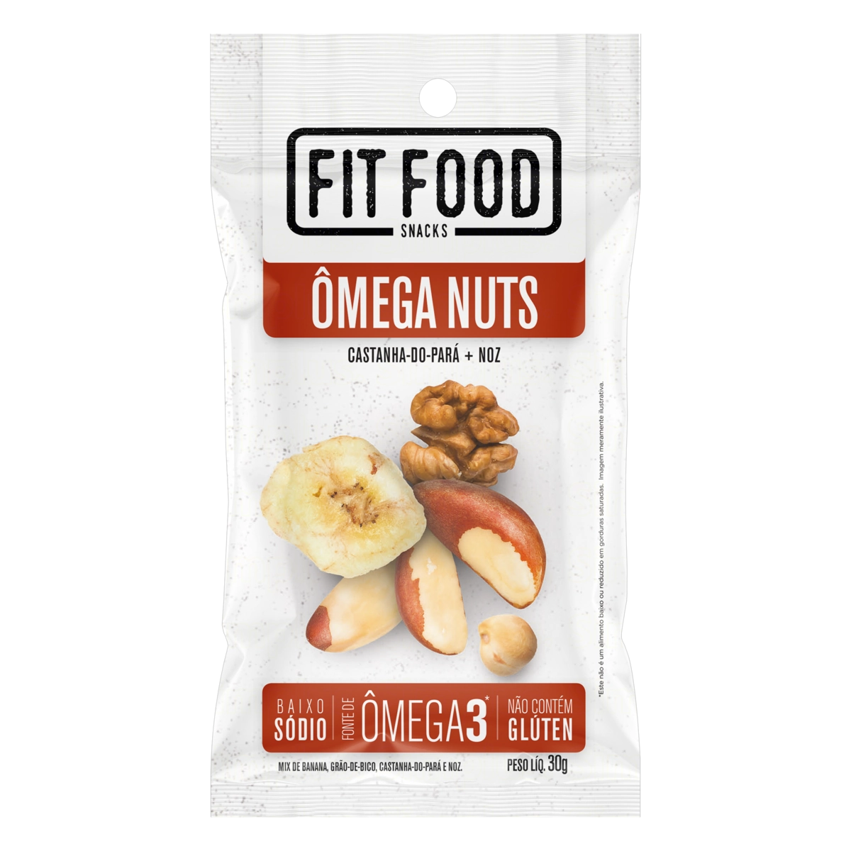 Mix De Frutas E Castanhas ômega Nuts Fit Food Snacks Pacote 30g