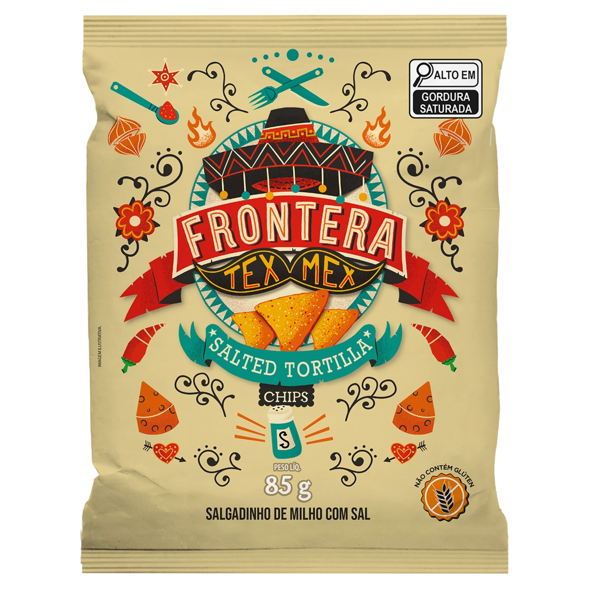 Tortilha Chips De Milho Com Sal Frontera Tex Mex Pacote 85g