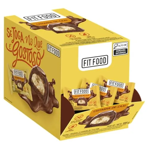 Bombom Ao Leite Recheio Castanha De Caju Zero Lactose Fit Food Caixa 196g 14 Unidades