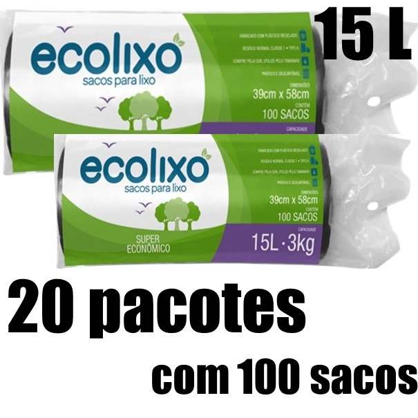 Kit Saco De Lixo 15l Preto C/100 Super Economico(20 Pacotes)