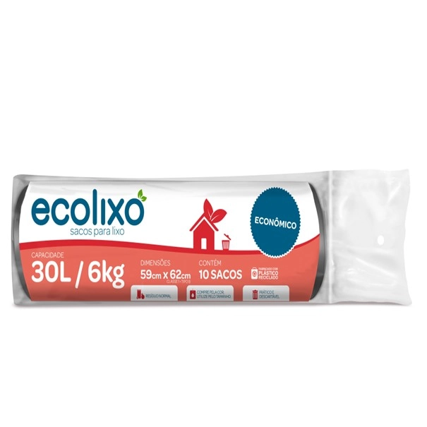 Kit Saco De Lixo 30l Preto C/10un - Ecolixo (25 Pacotes)