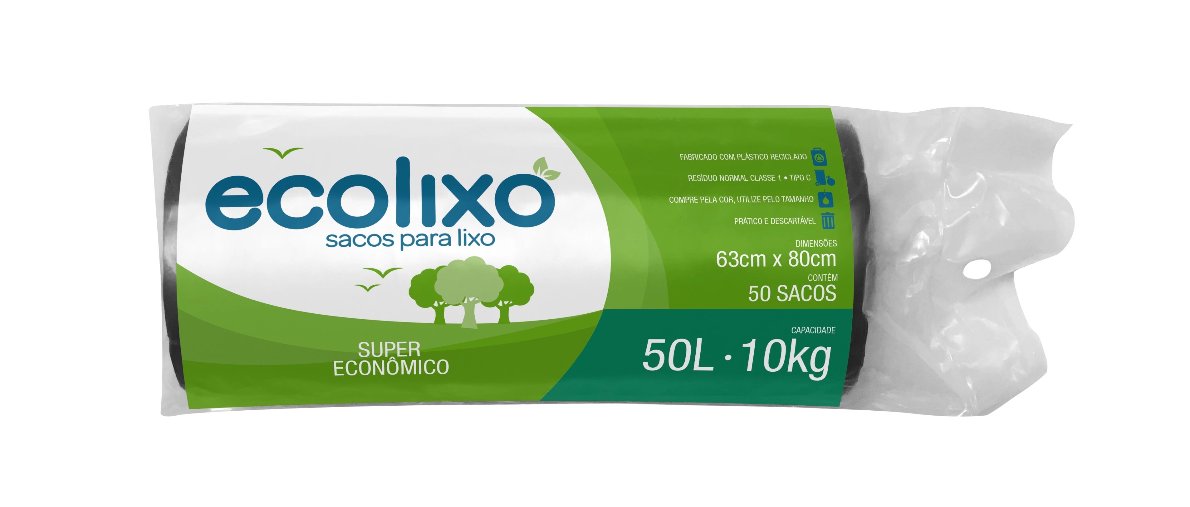 Kit Saco De Lixo 50l Preto C/50 Super Economico (20 Pacotes)