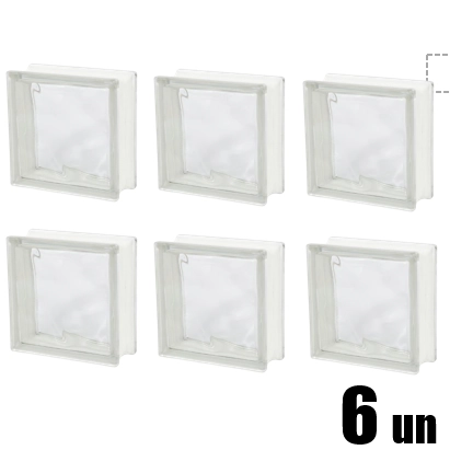 Kit Bloco De Vidro Ondulado 19x19x8cm C/6un