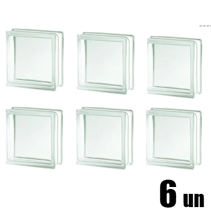 Kit 6 Tijolos Bloco De Vidro Liso Transparente-construmarcas