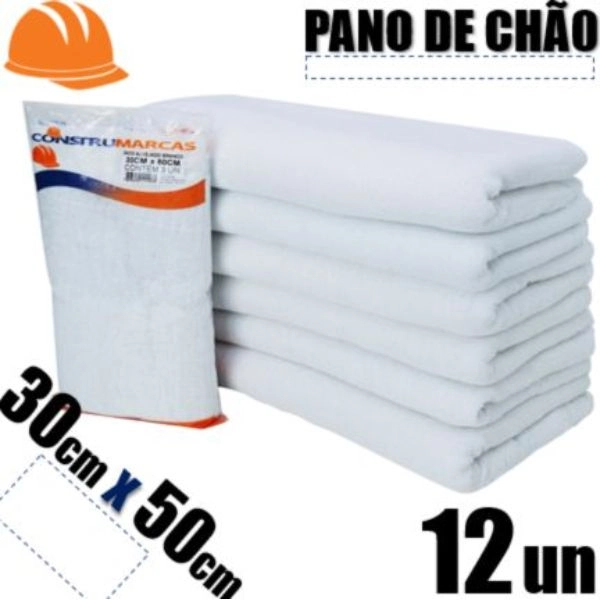 Kit 12 Pano De Chão Saco Alvejado 40cm X 65cm Construmarcas