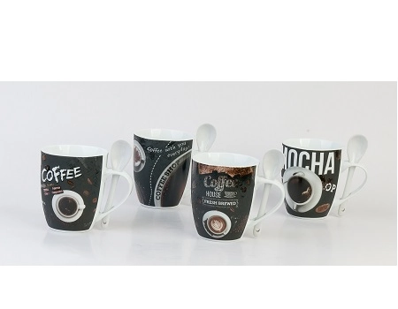 Caneca Casambienete Com Colher 240ml Coffee Black