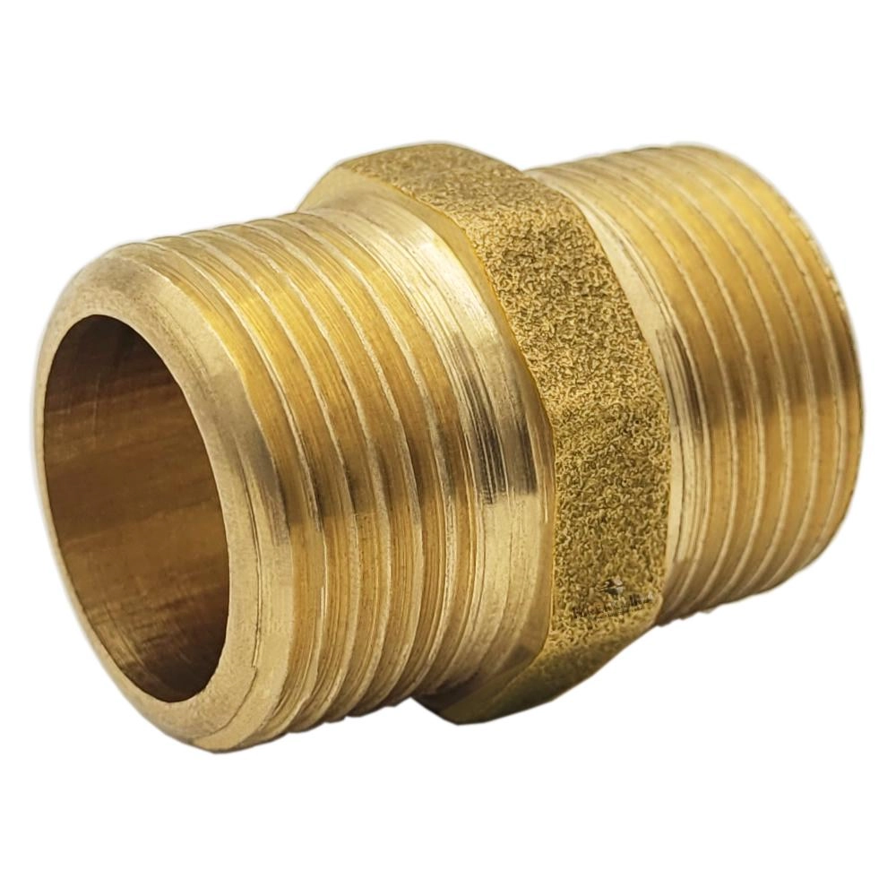 Niple Duplo Sextavado Latão Npt Rosca Macho 1’