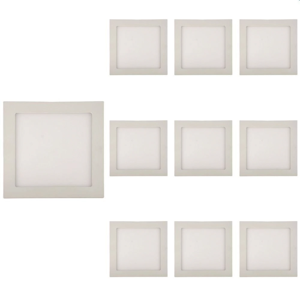 10 Painel De Led Blumenau Slim Quadrado De Embutir 12w Bivolt 4100k Luz Neutra