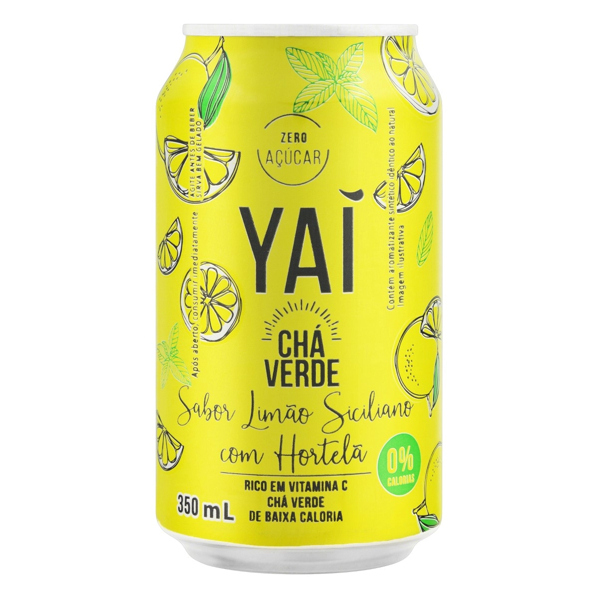 Chá Verde Limão Siciliano Com Hortelã Zero Açúcar Yaí Lata 350ml