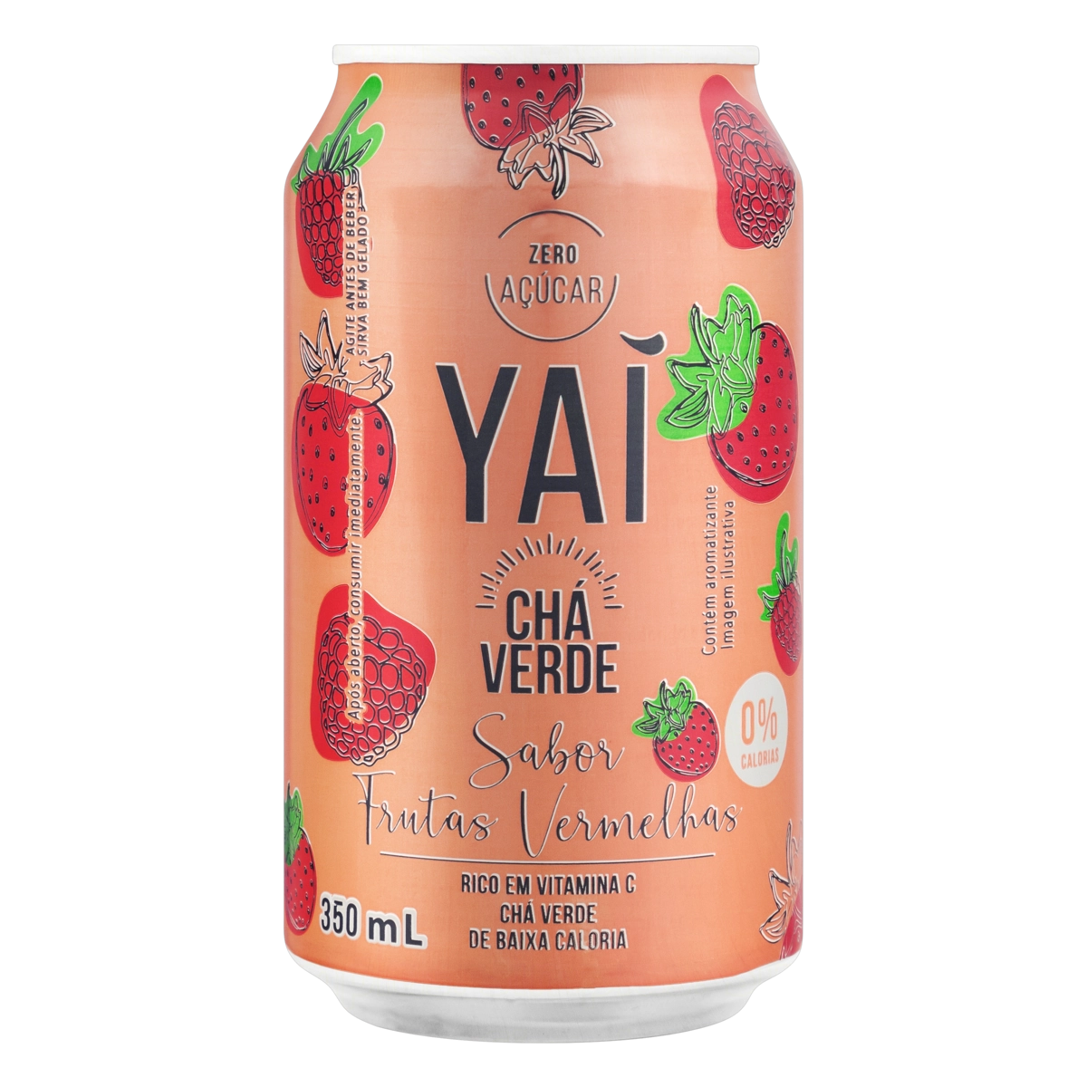 Chá Verde Frutas Vermelhas Zero Açúcar Yaí Lata 350ml