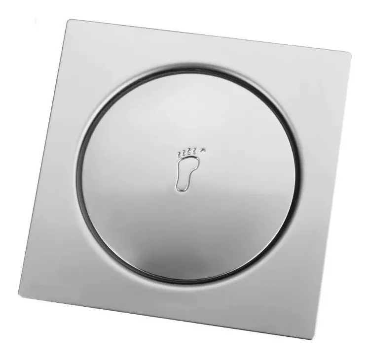 Ralo Click Inteligente Para Banheiro Quadrado Inox 10x10 Cm