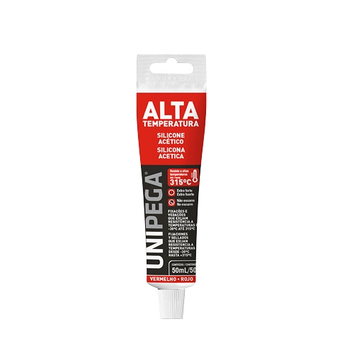Silicone 50g Alta Temperatura Vermelho Unipega - Unico