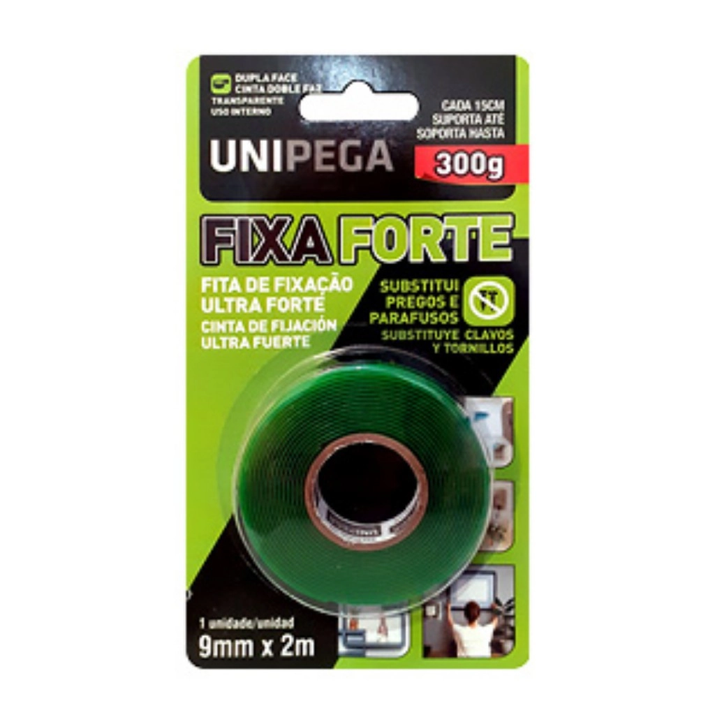 Unipega Dupla Face Fixa Forte 9mmx2m