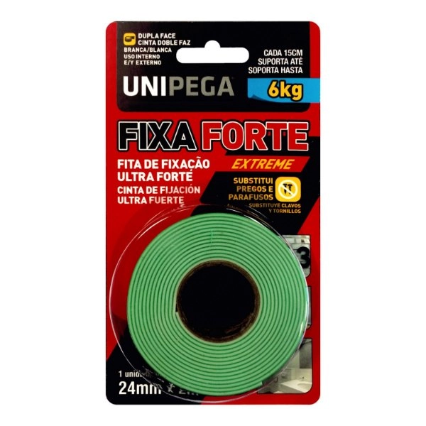 Unipega Dupla Face Fixa Forte Extreme 24mmx2m