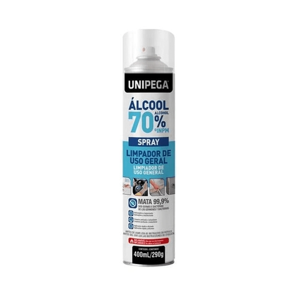 Alcool Unipega 70 400ml Spray/lata