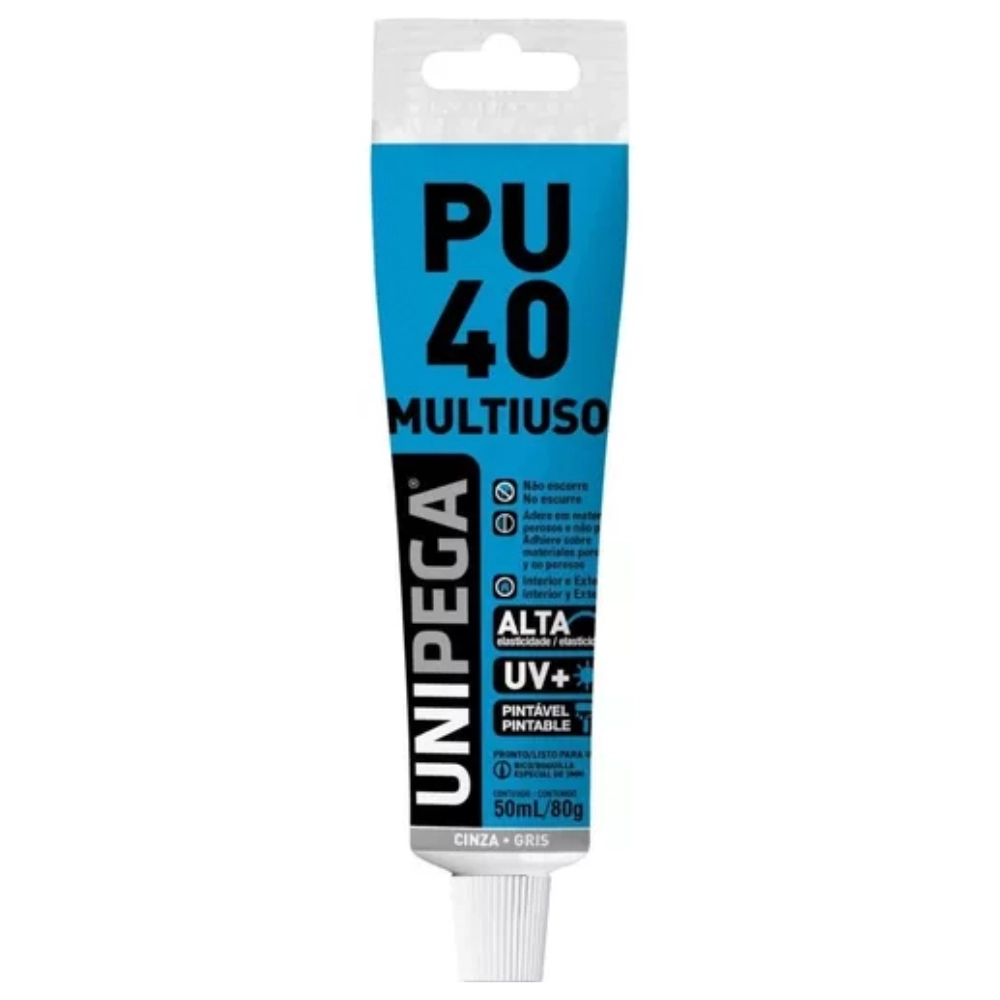 Cola Selante Pu40 Multiuso Cinza Unipega Bisnaga 50ml/80g