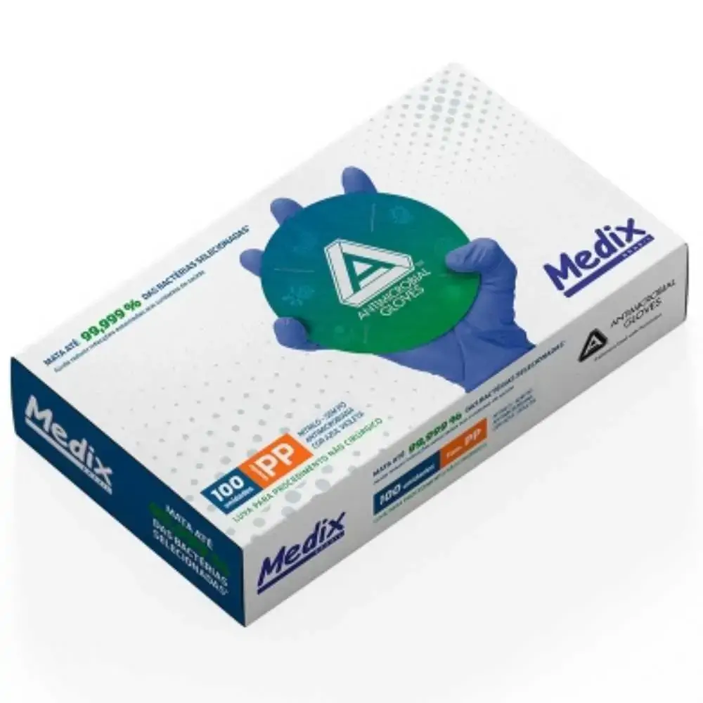 Luva para Procedimento Nitrilo Azul Violeta - Medix - P (Cód. 26.8380)