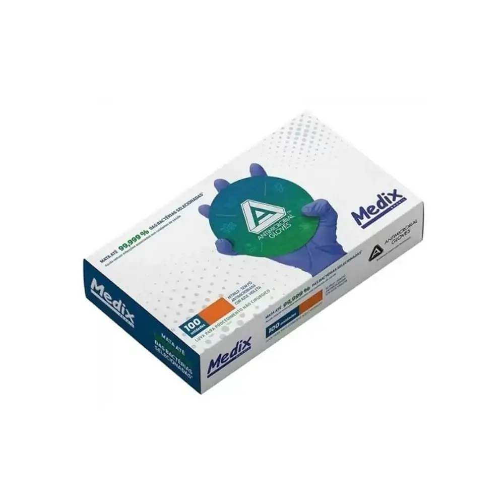 Luva para Procedimento Nitrilo Azul Violeta - Medix - G (Cód. 26.8382)