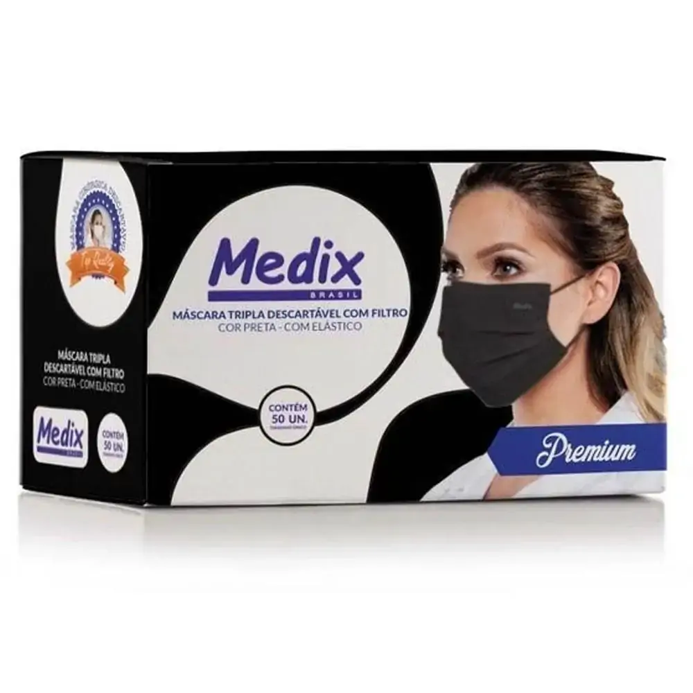 Máscara Descartável Preta Medix