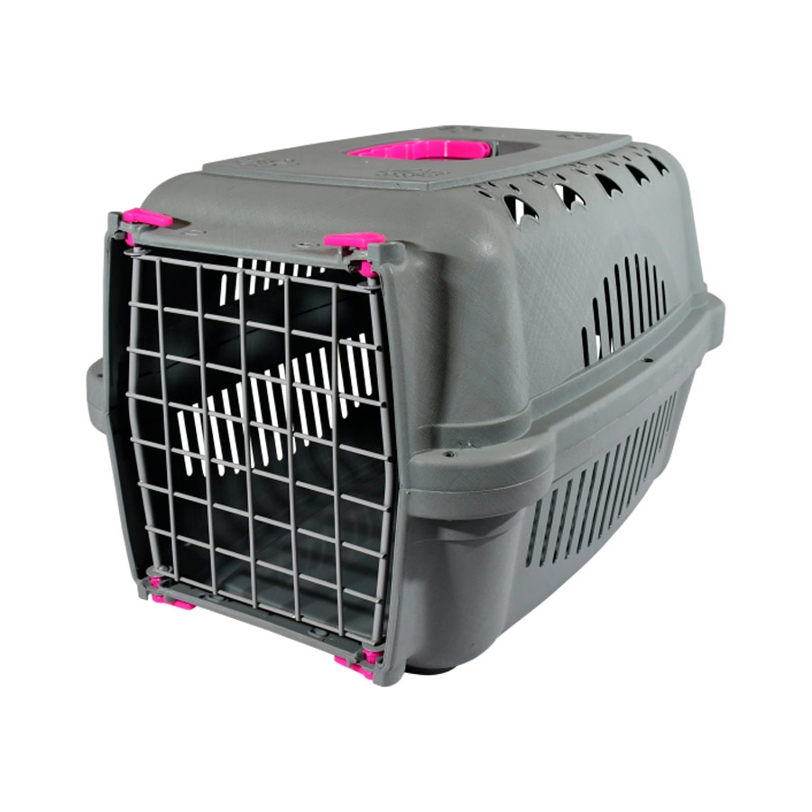 Caixa De Transporte Pink Com Porta De Aço Para Cães E Gatos Durapets