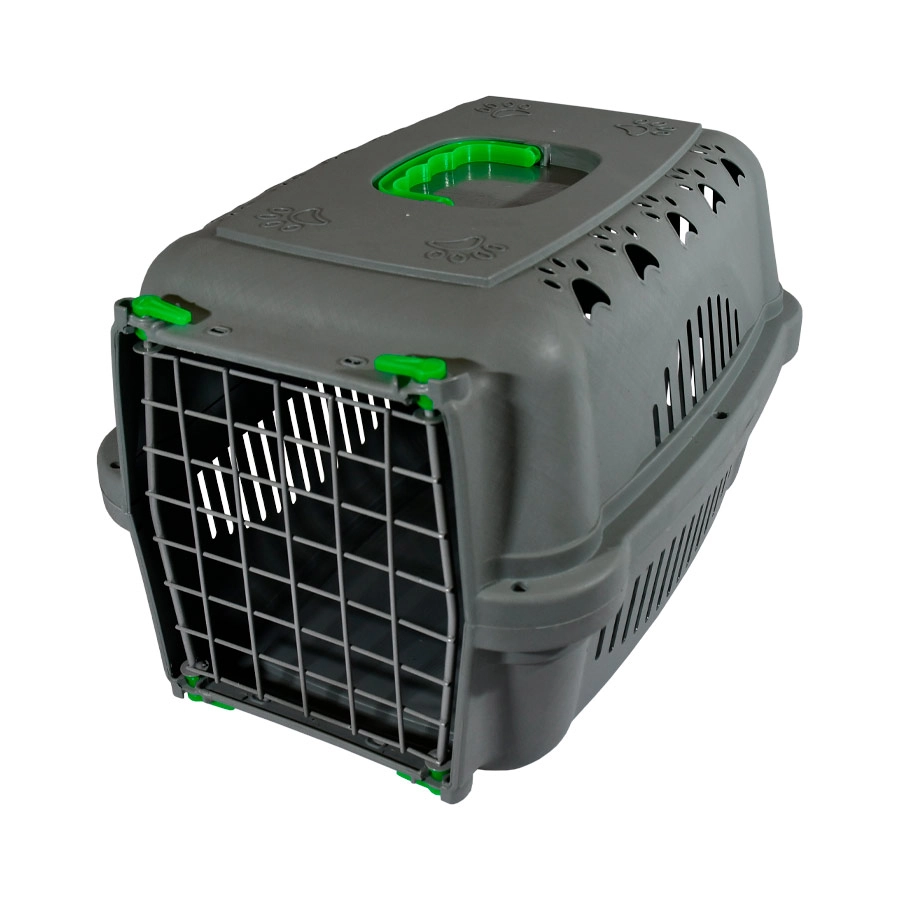 Caixa De Transporte Verde Com Porta De Aço Para Cães E Gatos Durapets