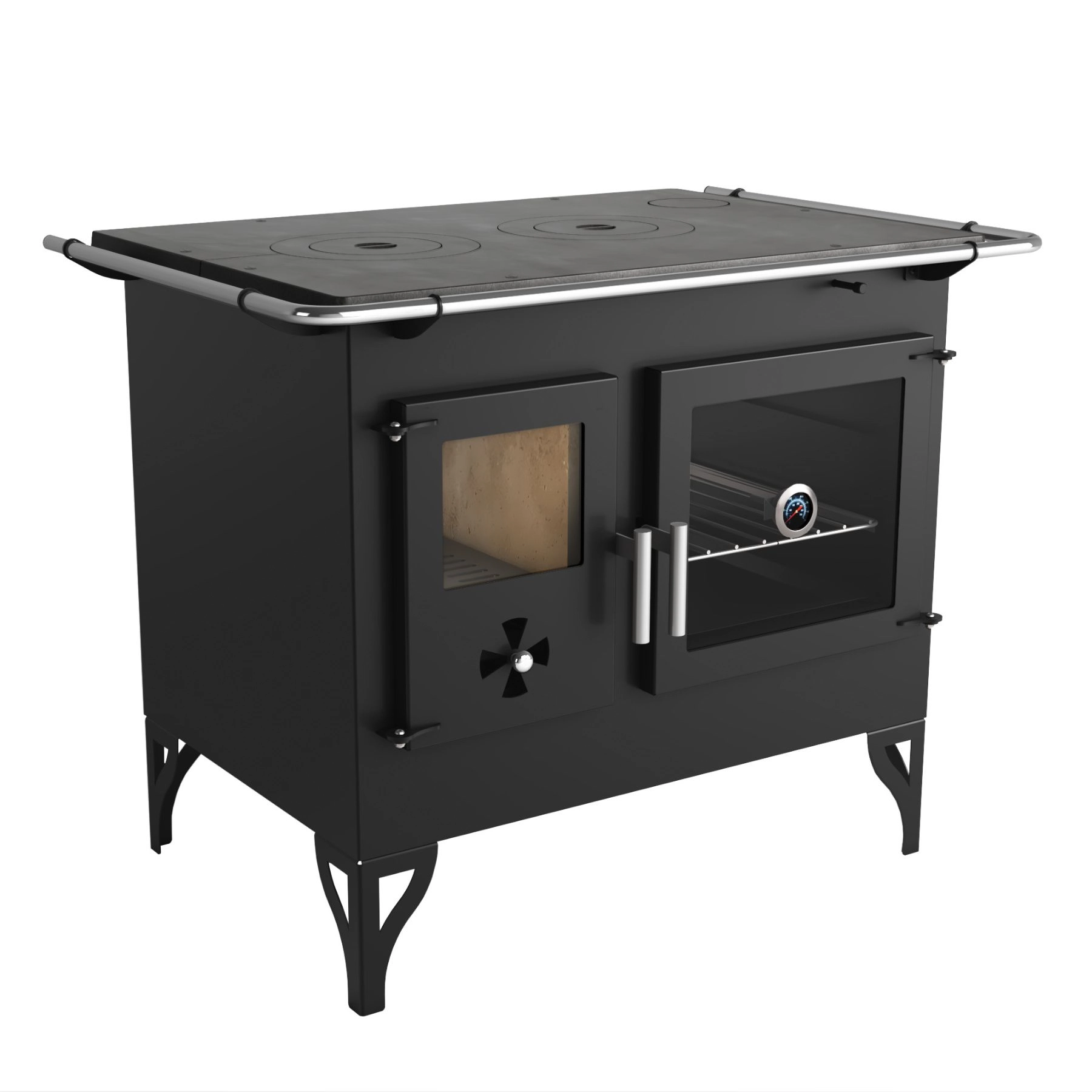 Fogão a Lenha Barcelona Aço Carbono com Grade e Bandeja 80x101x68cm Metávila