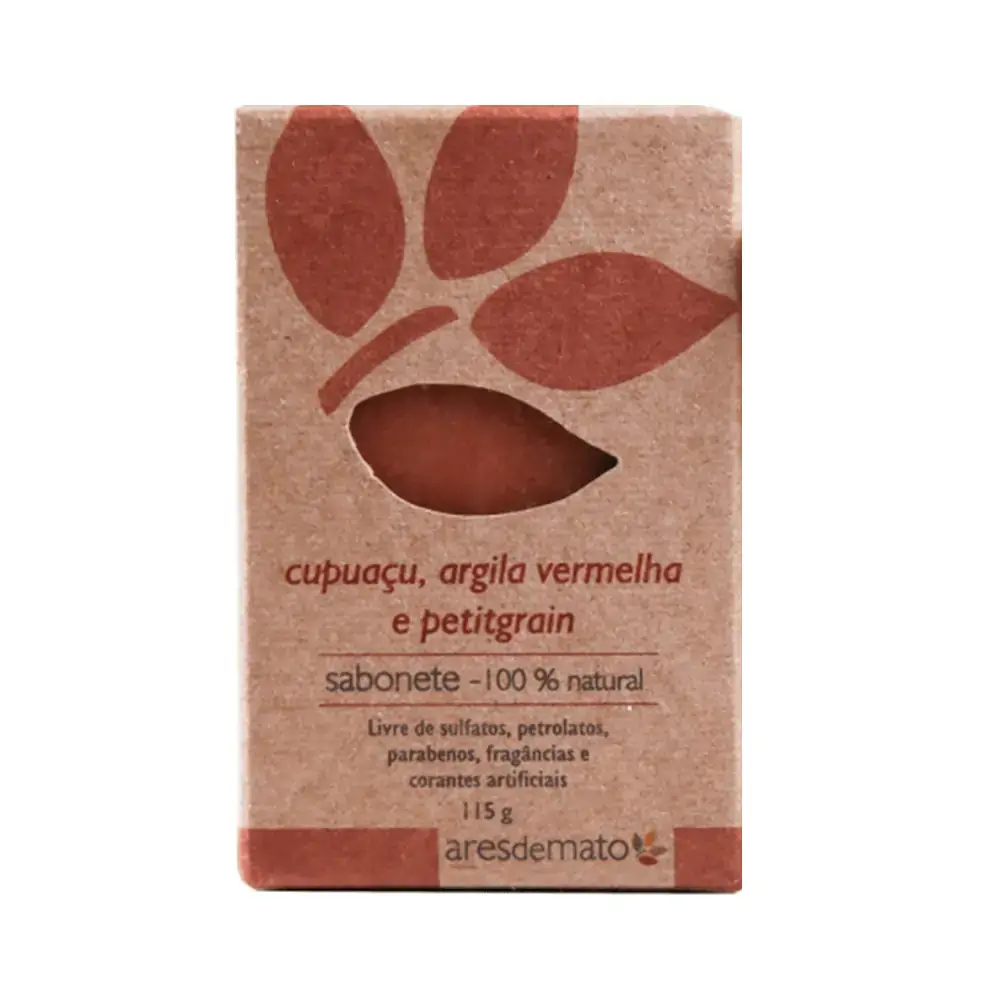 Sabonete Natural de Cupuaçu, Argila Vermelha e Petitgrain 115g - Ares de Mato