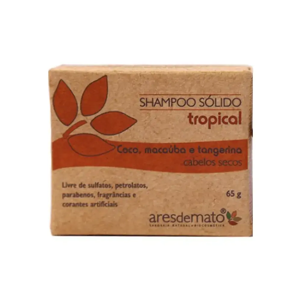 Shampoo sólido tropical para cabelos cacheados ou secos 65g - ares de mato - Shampoo Sólido Tropical